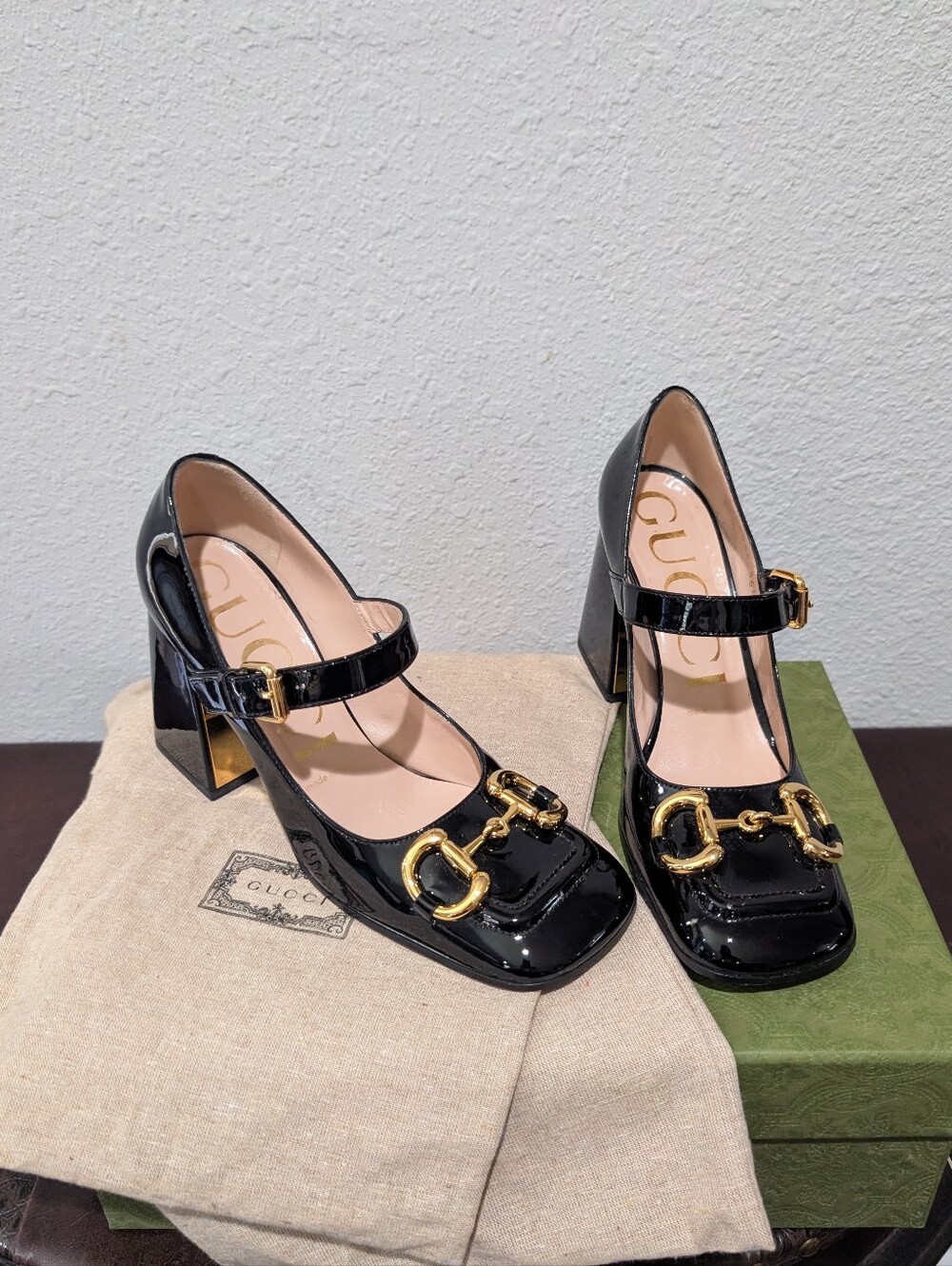 Gucci Baby Horsebit Patent Leather Mary Jane Pumps – Black – Size 36.5 - Picture 5 of 16
